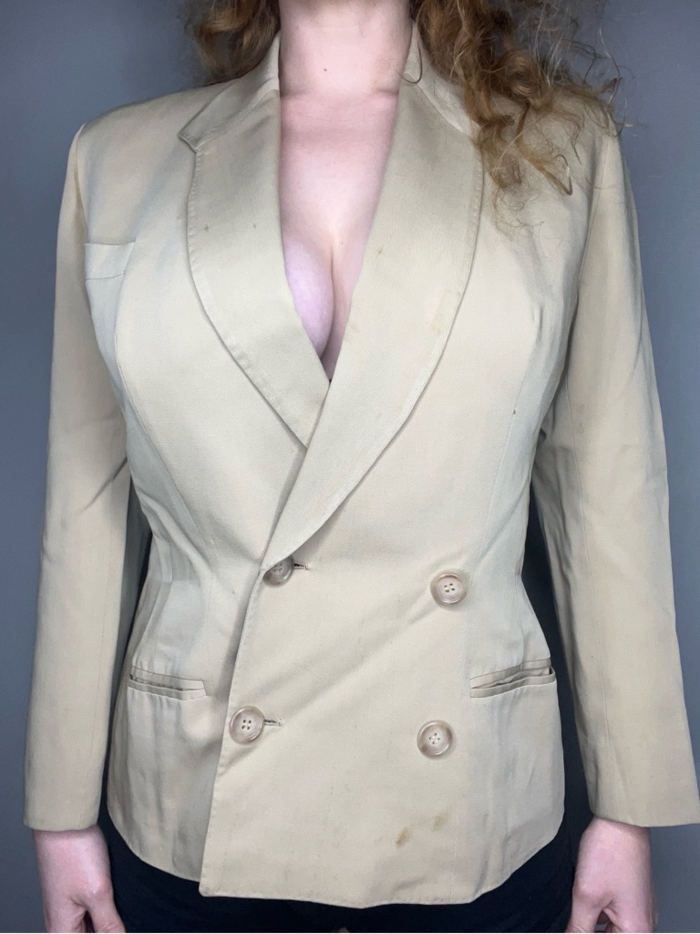 Saks Fifth Avenue Single-Breasted Beige Blazer